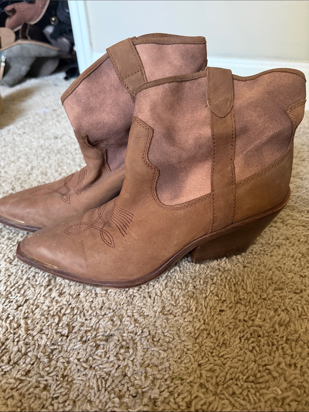 Dolce Vita Tan Brown Western Ankle Booties